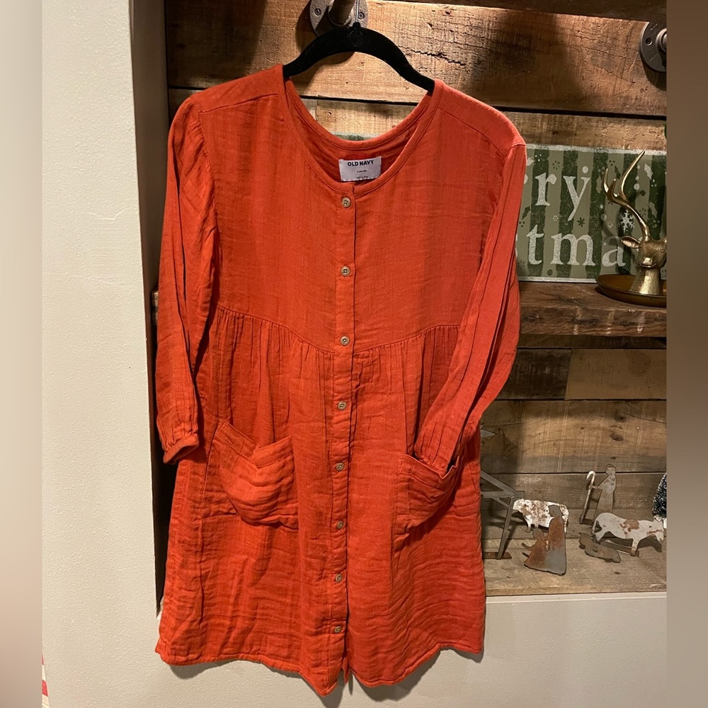 NEVER WORN - Old Navy - Long Sleeve Rust orange girls tunic dress.